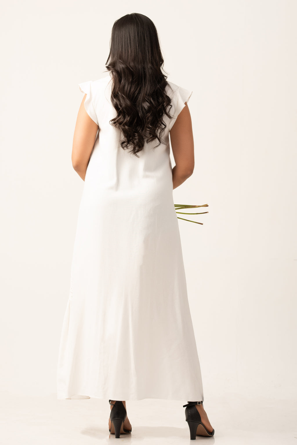 D088 | Frill Cap Sleeve Detailed Maxi