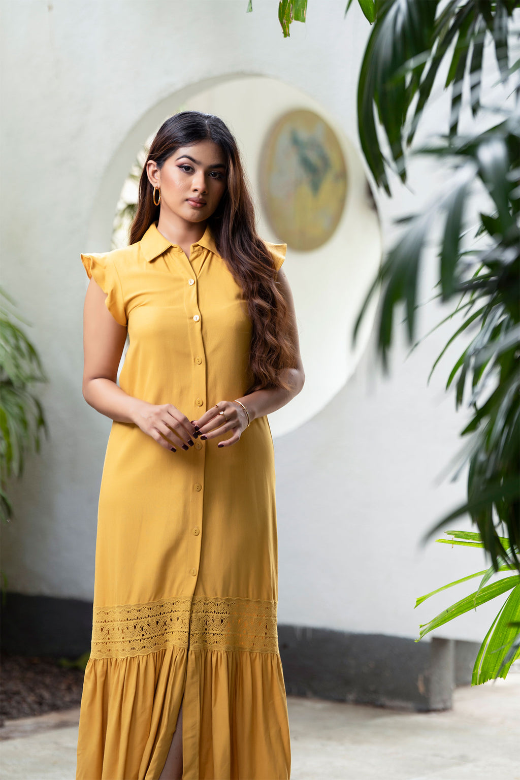 D088 | Frill Cap Sleeve Detailed Maxi