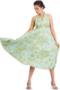 D052 | Printed Halter Neck Midi Dress