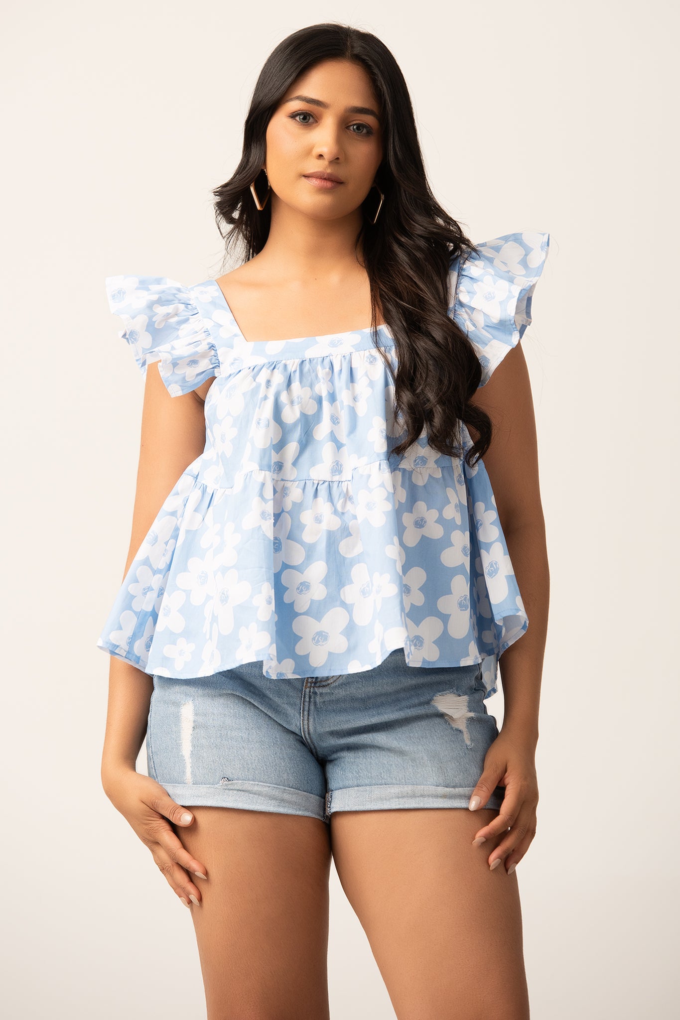 T091 | Frill Detailed Bustier Top