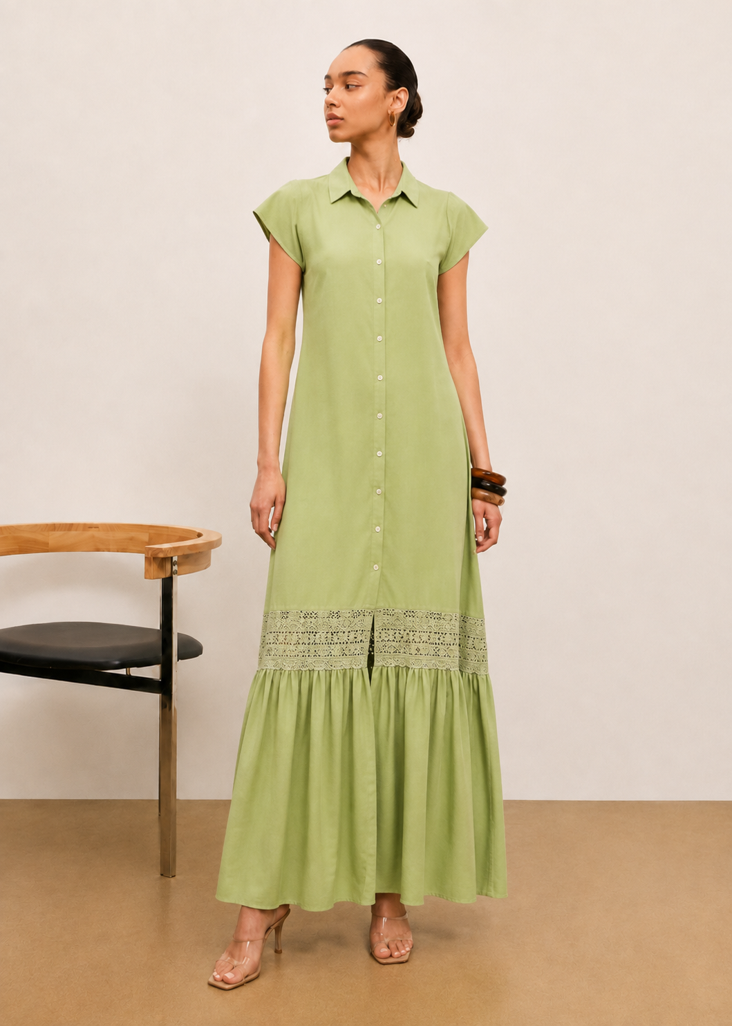 D088 | Frill Cap Sleeve Detailed Maxi