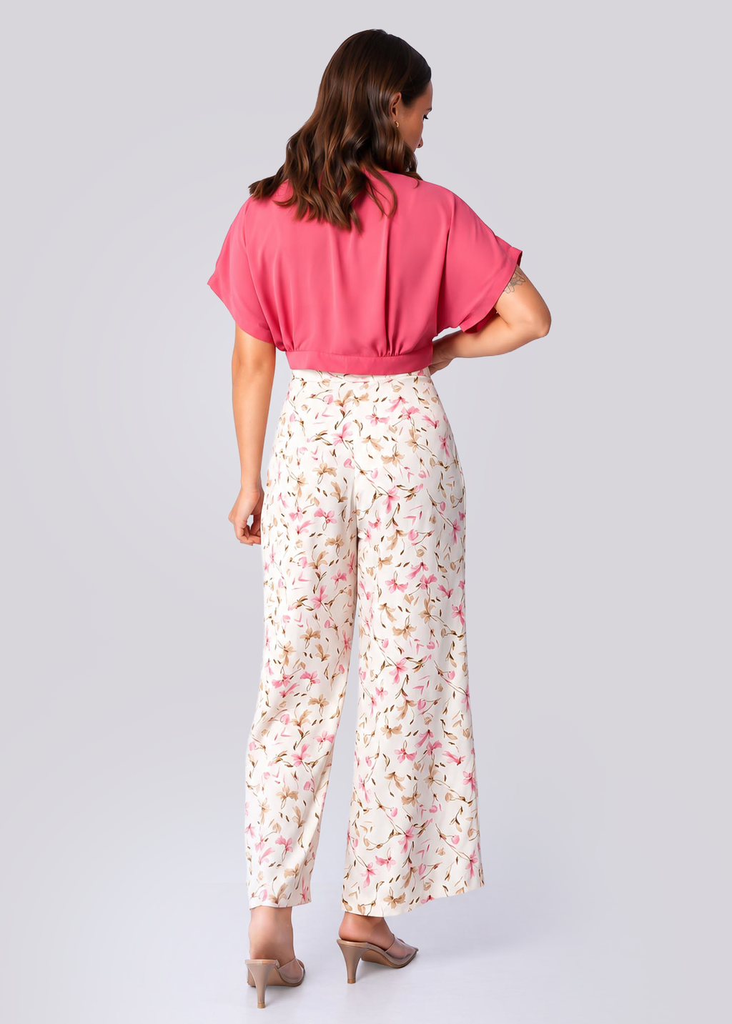 T047-SET | V Neck Crop Top & Pant Set