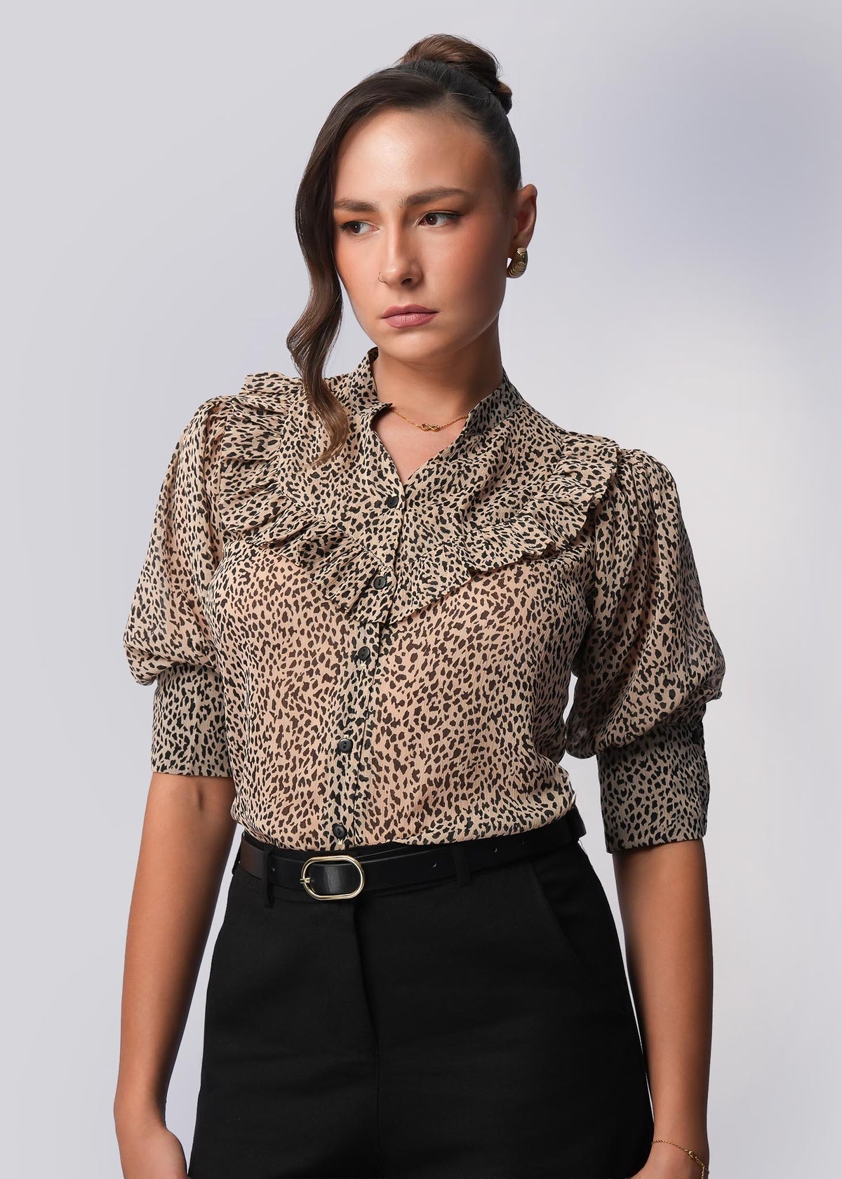 S111 | Front Gather Puff Sleeve Shirt