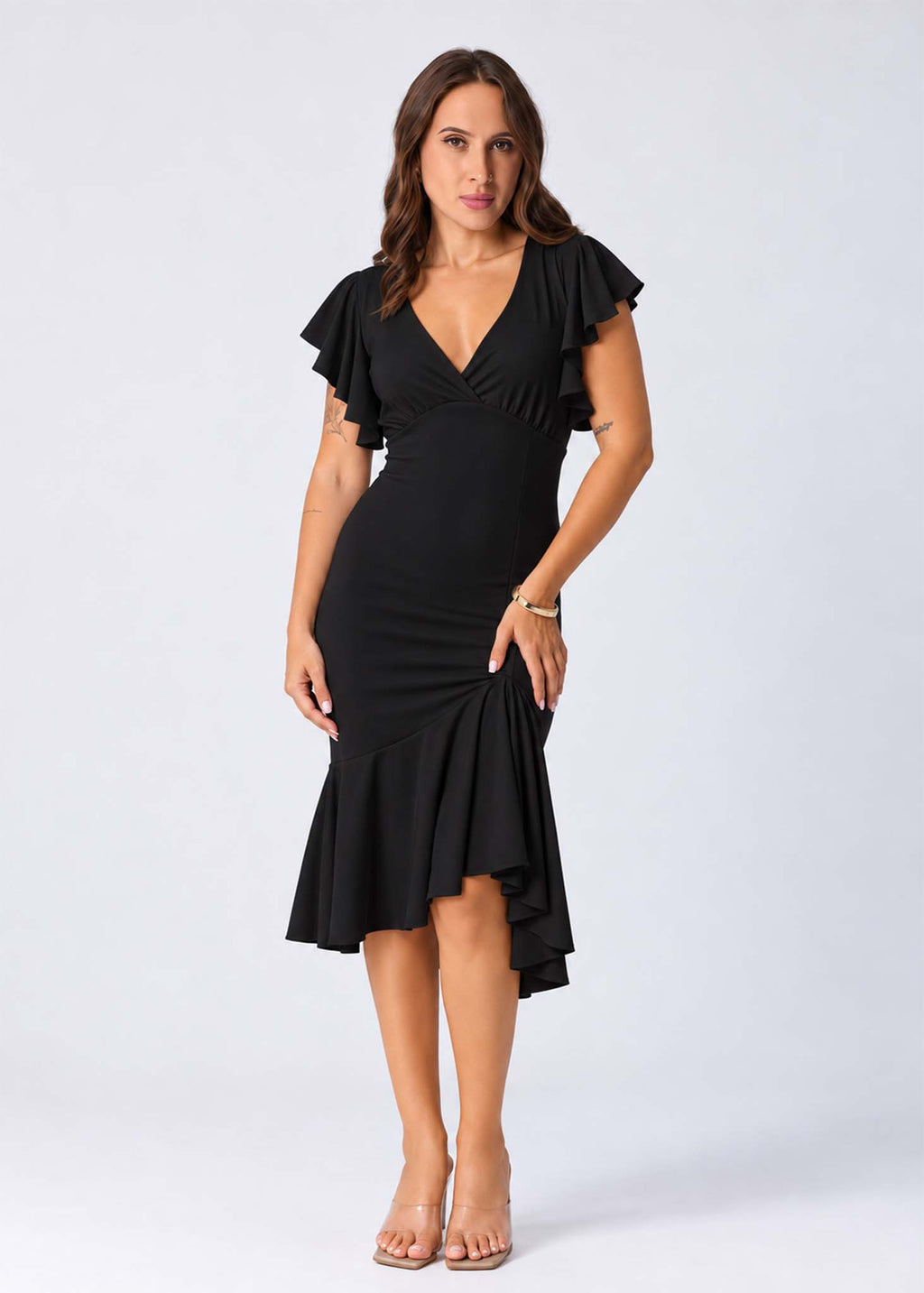 Ruffled Hem Dress Kirsche black
