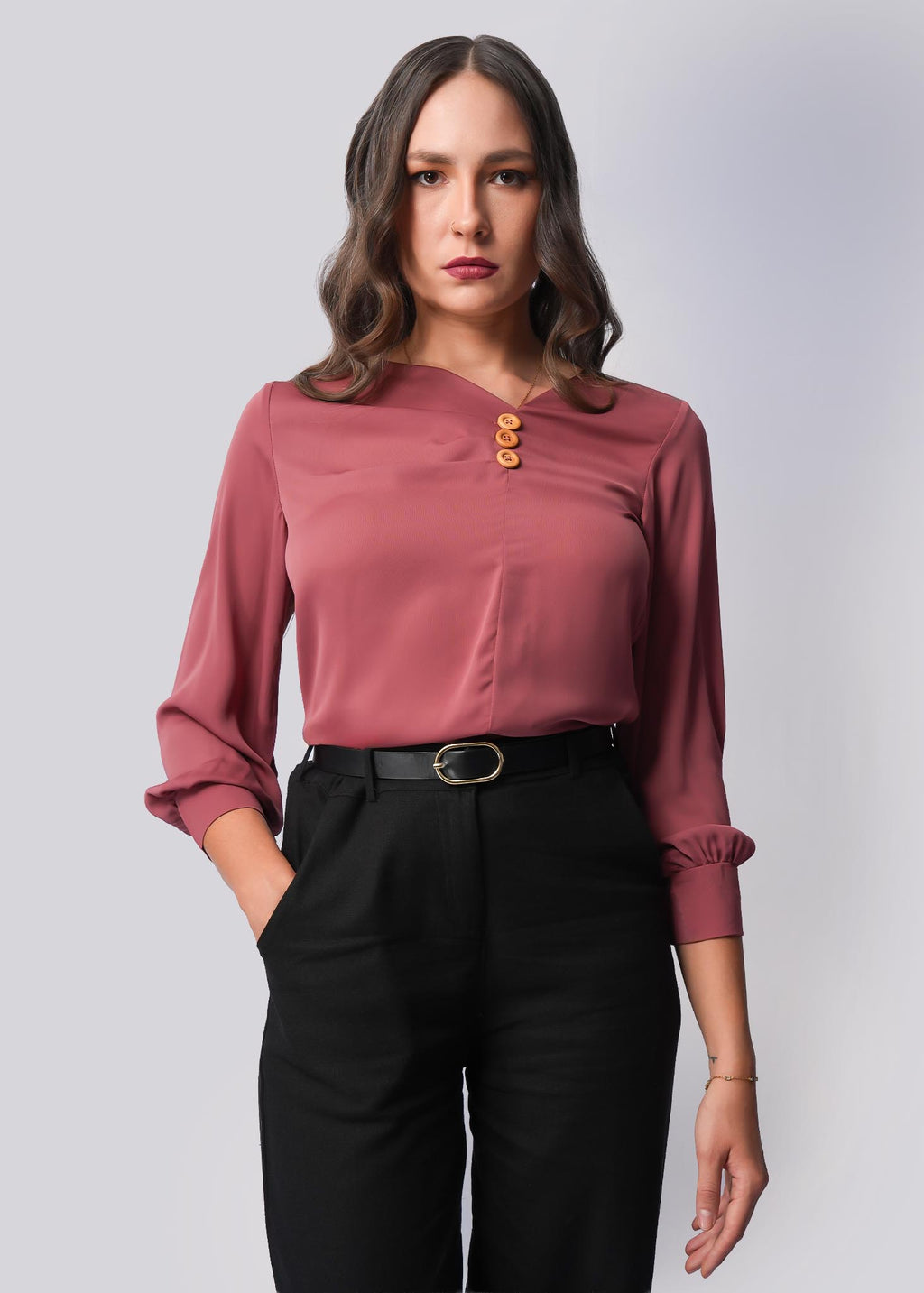 T059 | Button Pleated Top