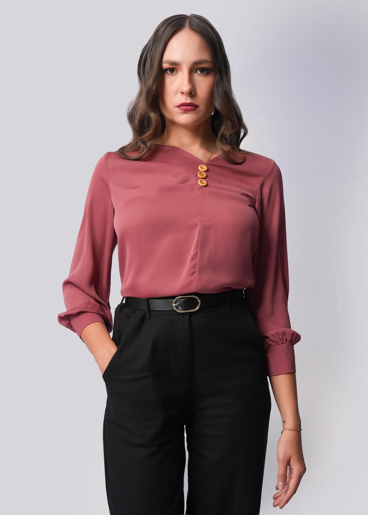T059 | Button Pleated Top