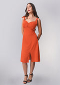 D034 | Front Gathered Midi Dress