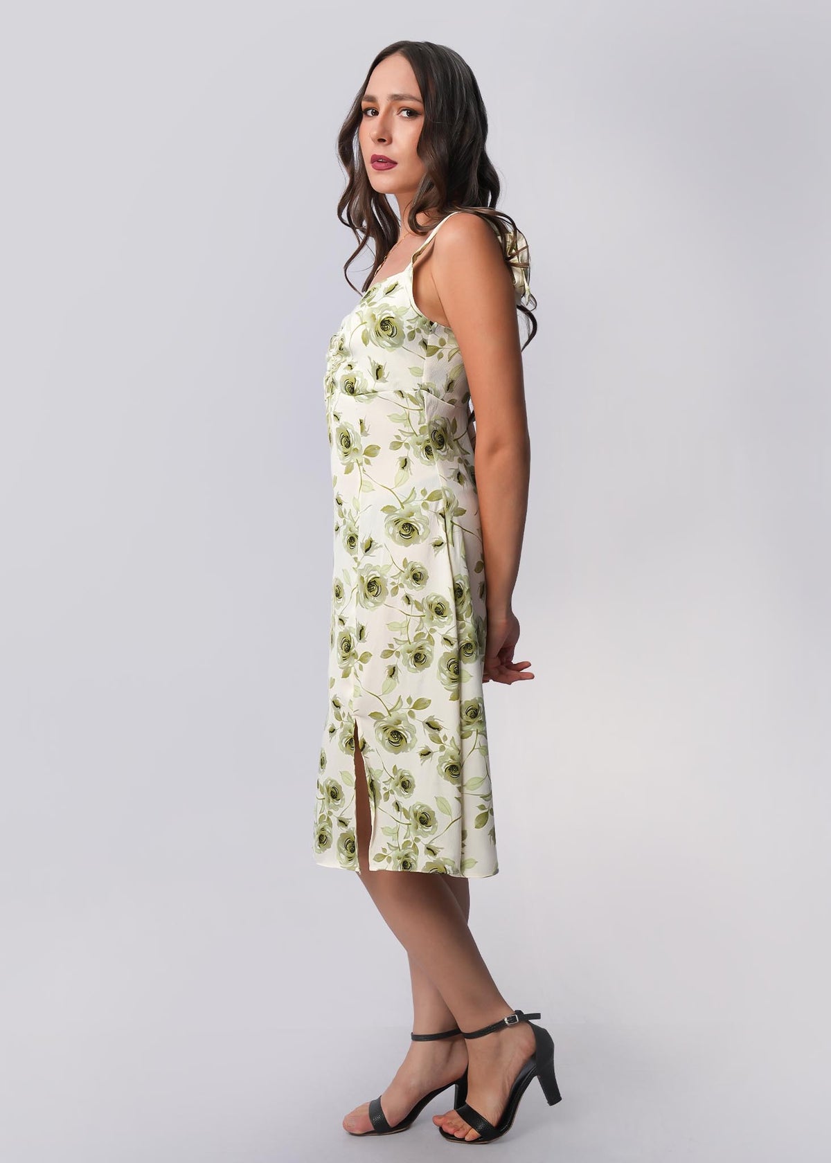 D034 | Front Gathered Midi Dress