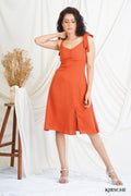 D034 | Front Gathered Midi Dress
