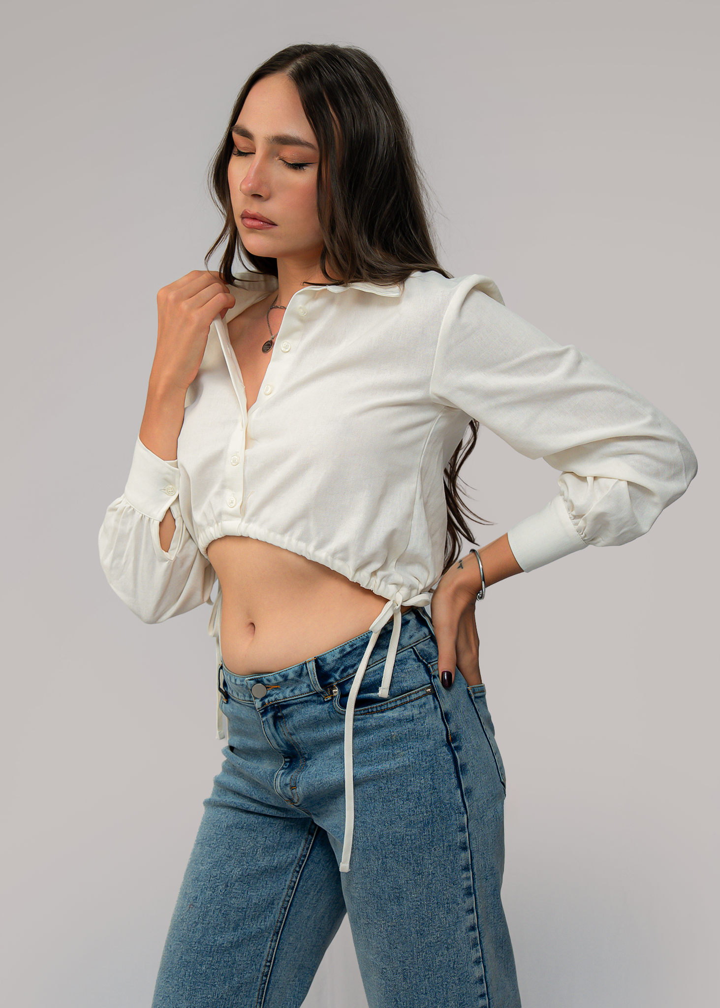 T101 | String Pull Up Shirt Top