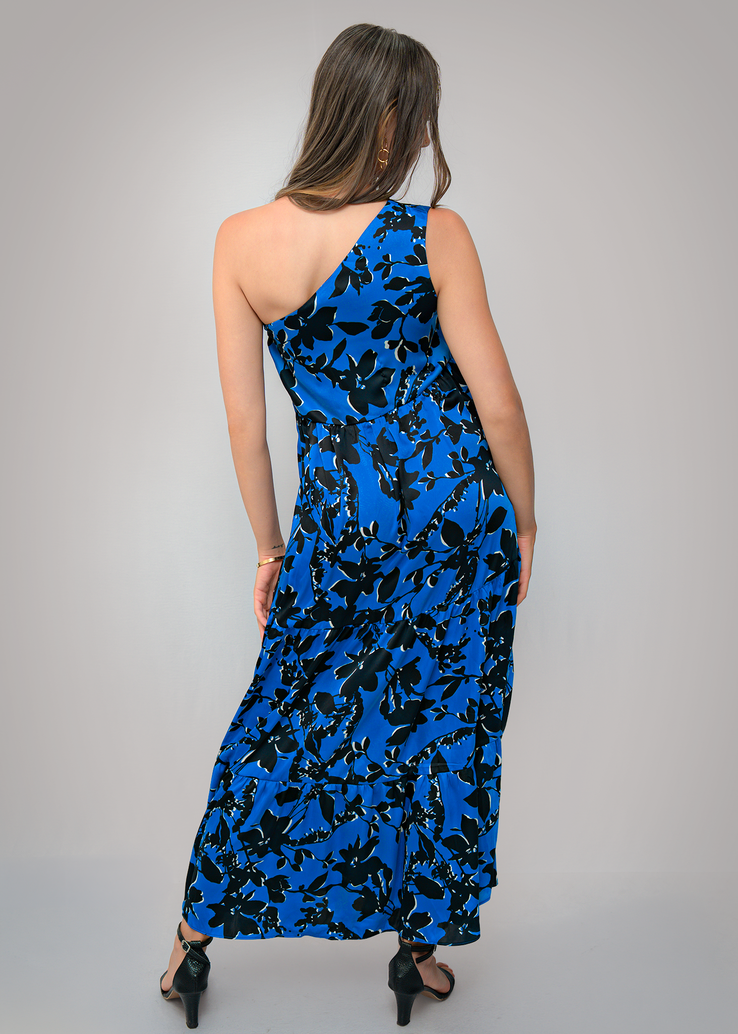 D117 | Printed One Shoulder Maxi Dress