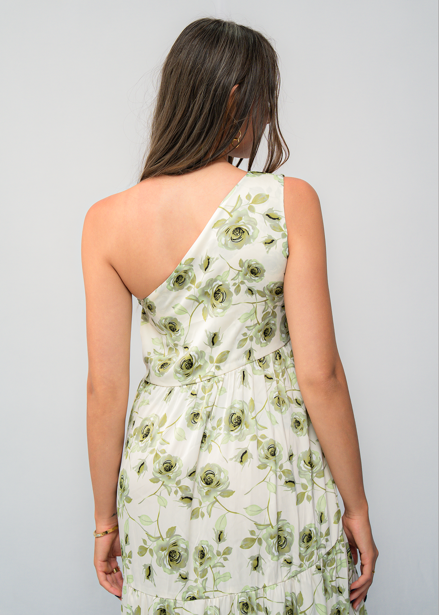 D117 | Printed One Shoulder Maxi Dress