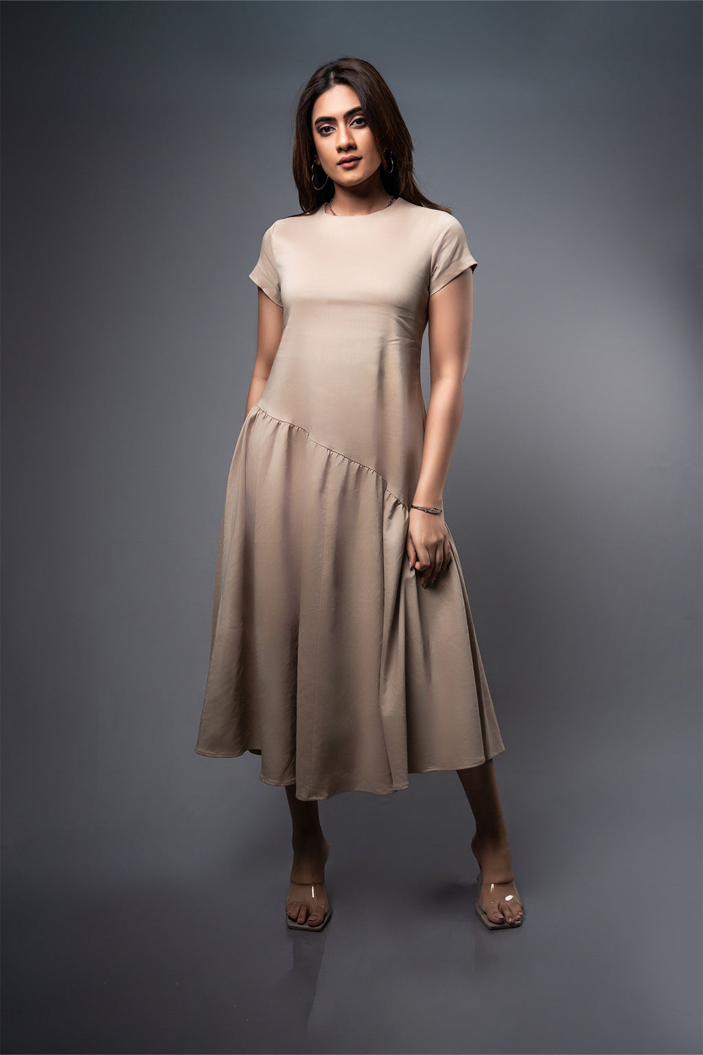 D054 | Tilted Waist Midi Dress