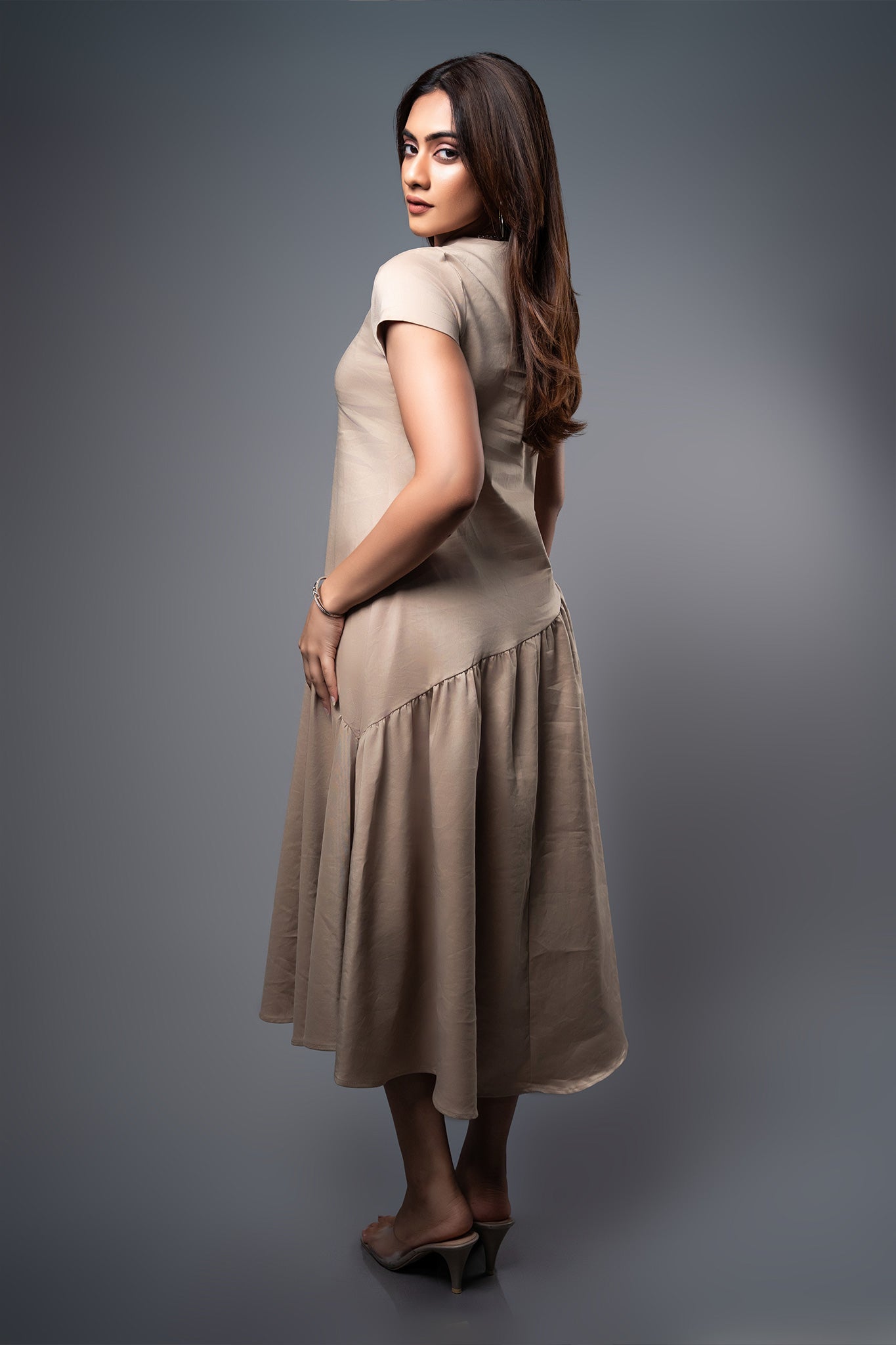 D054 | Tilted Waist Midi Dress