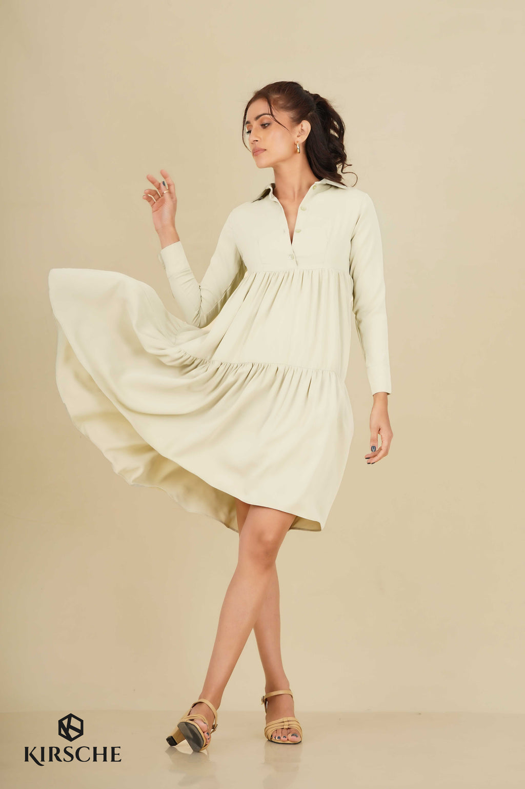 D115 | Back Tail Tiered Midi Dress