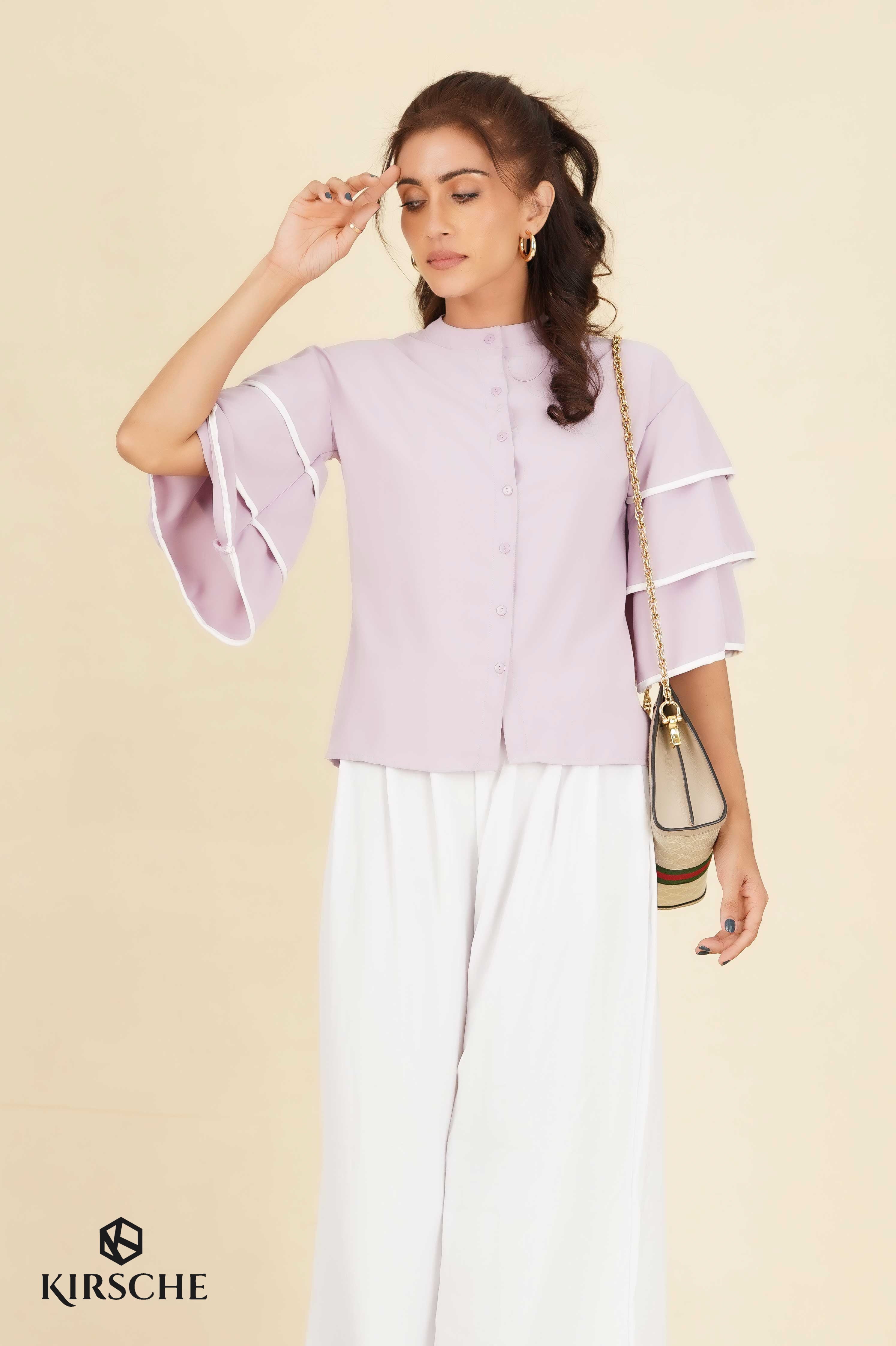 S112 | Layerd Sleeve Chinese Collar Shirt