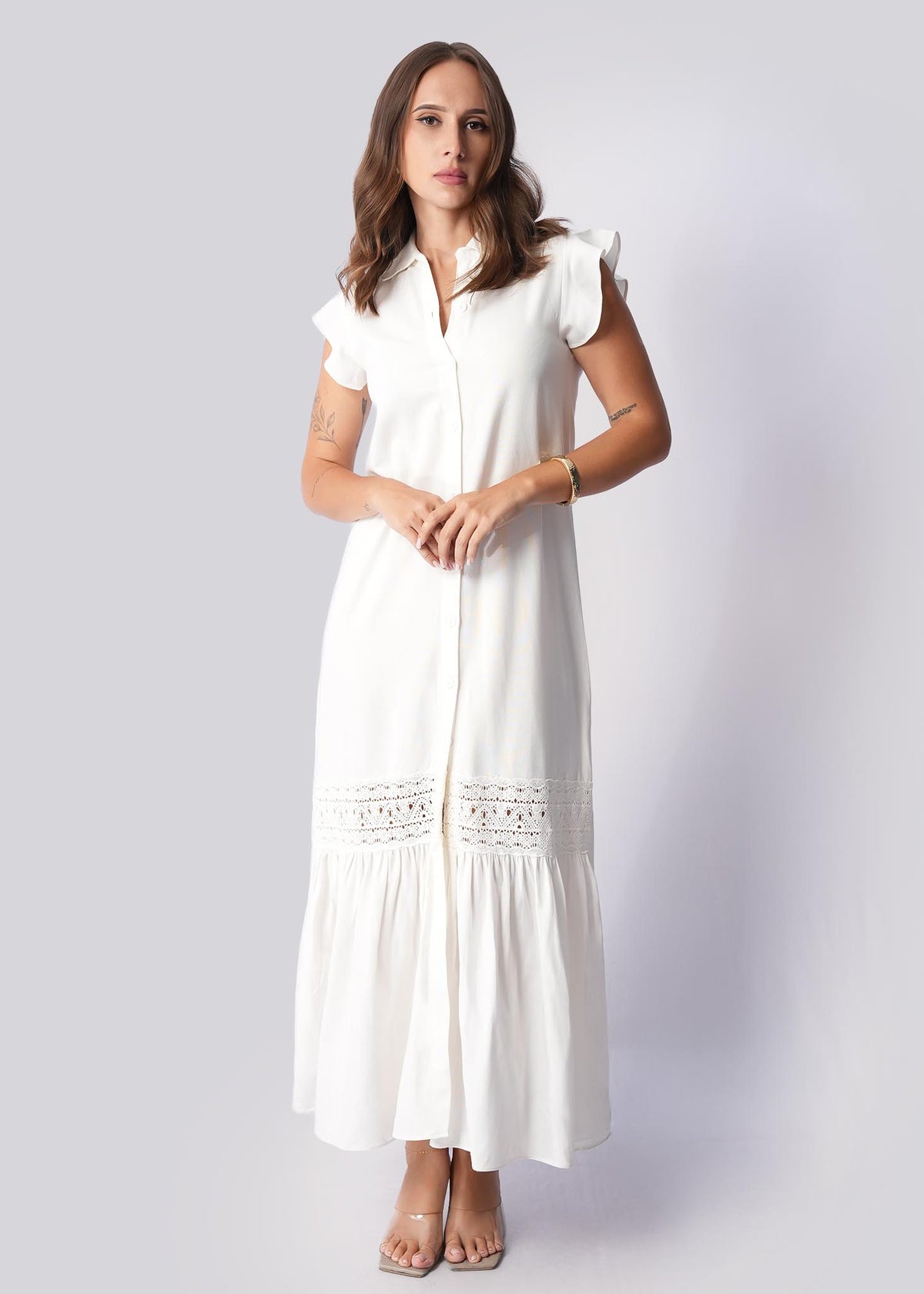 D088 | Frill Cap Sleeve Detailed Maxi