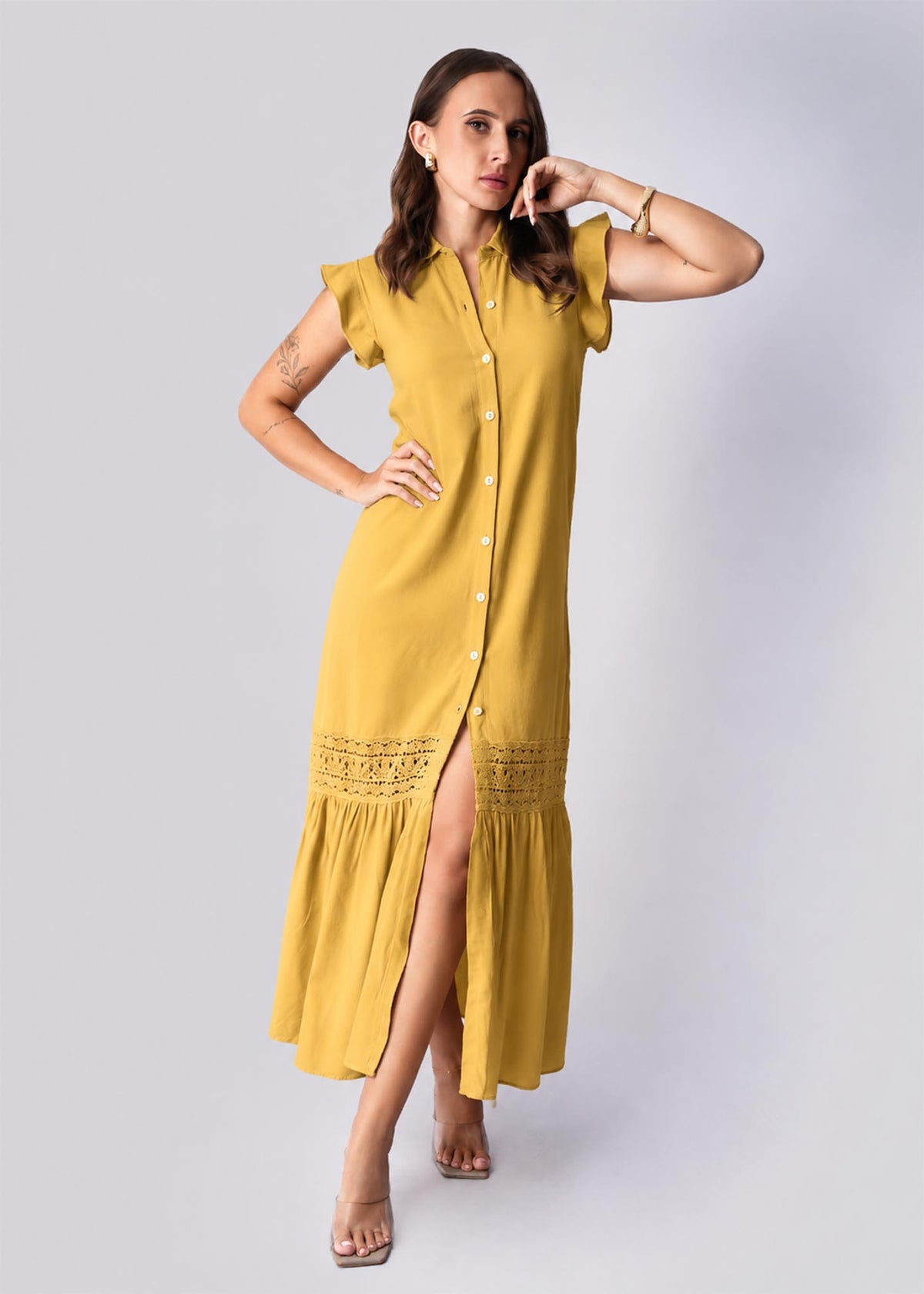 D088 | Frill Cap Sleeve Detailed Maxi