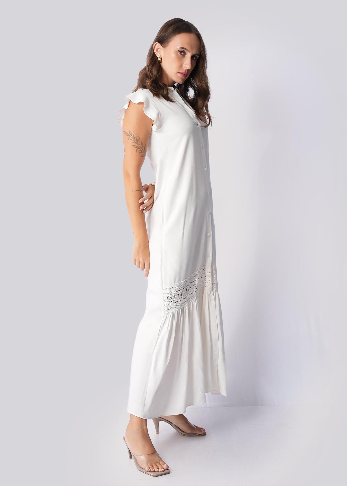 D088 | Frill Cap Sleeve Detailed Maxi