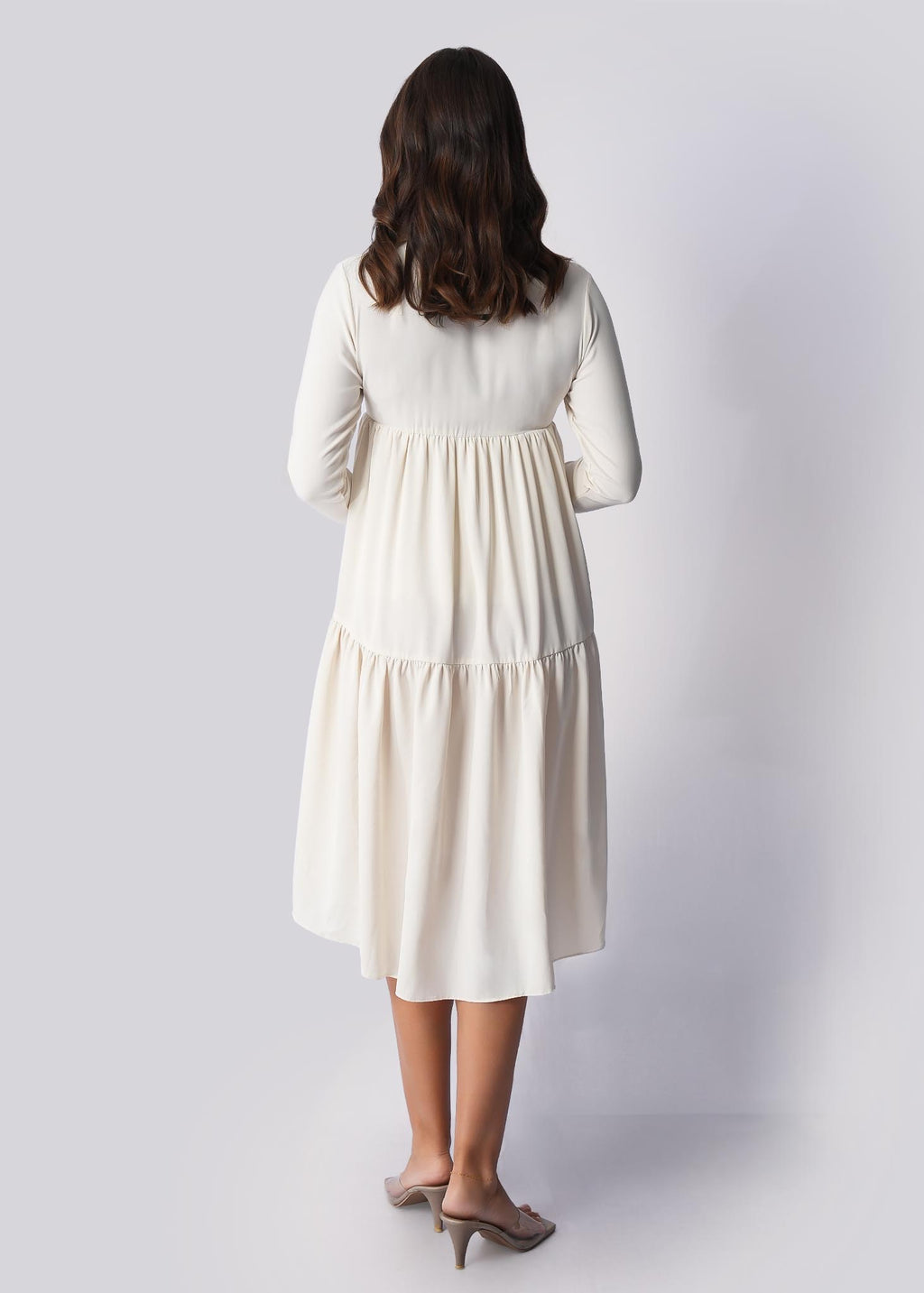 D115 | Back Tail Tiered Midi Dress