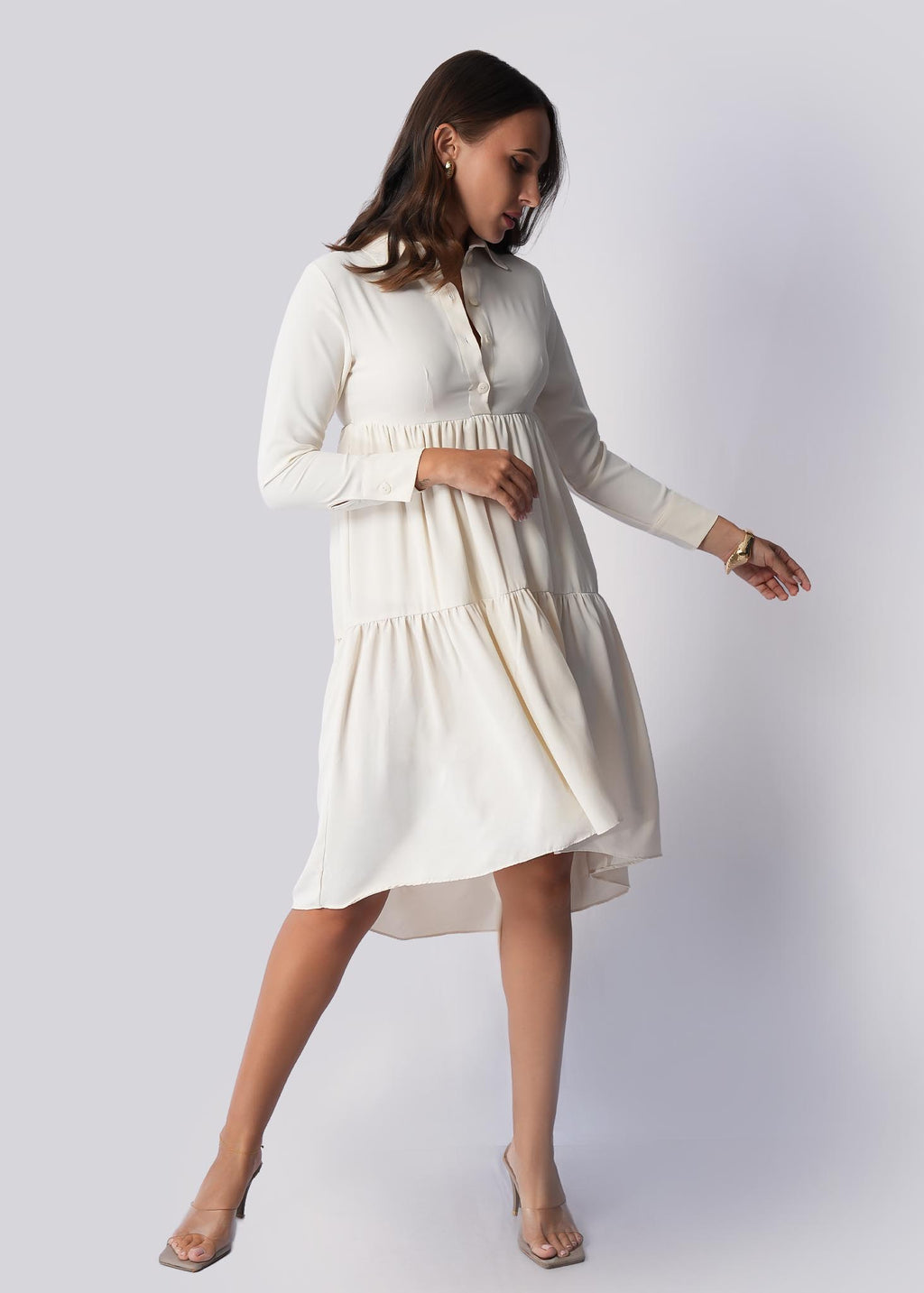 D115 | Back Tail Tiered Midi Dress