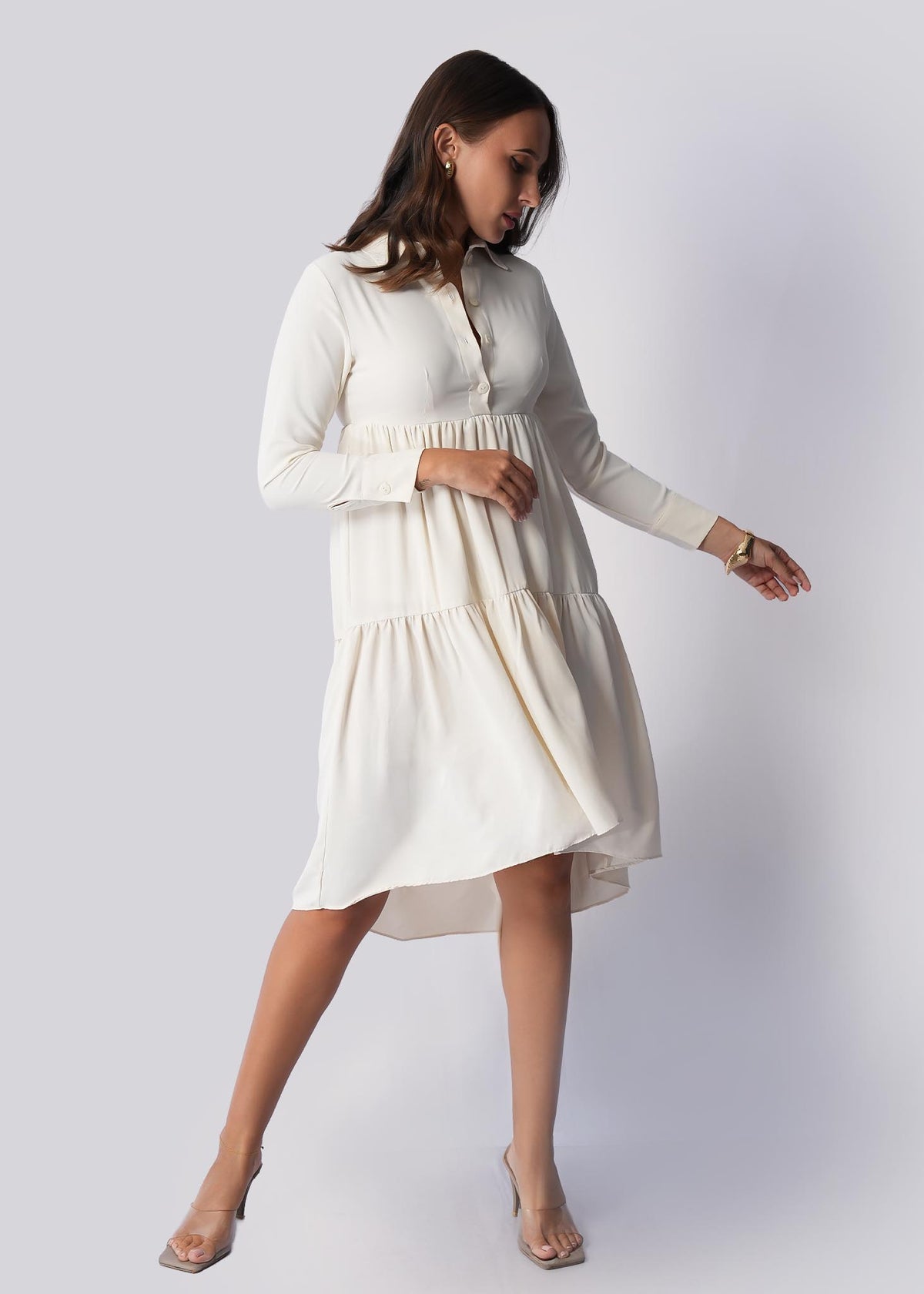 D115 | Back Tail Tiered Midi Dress