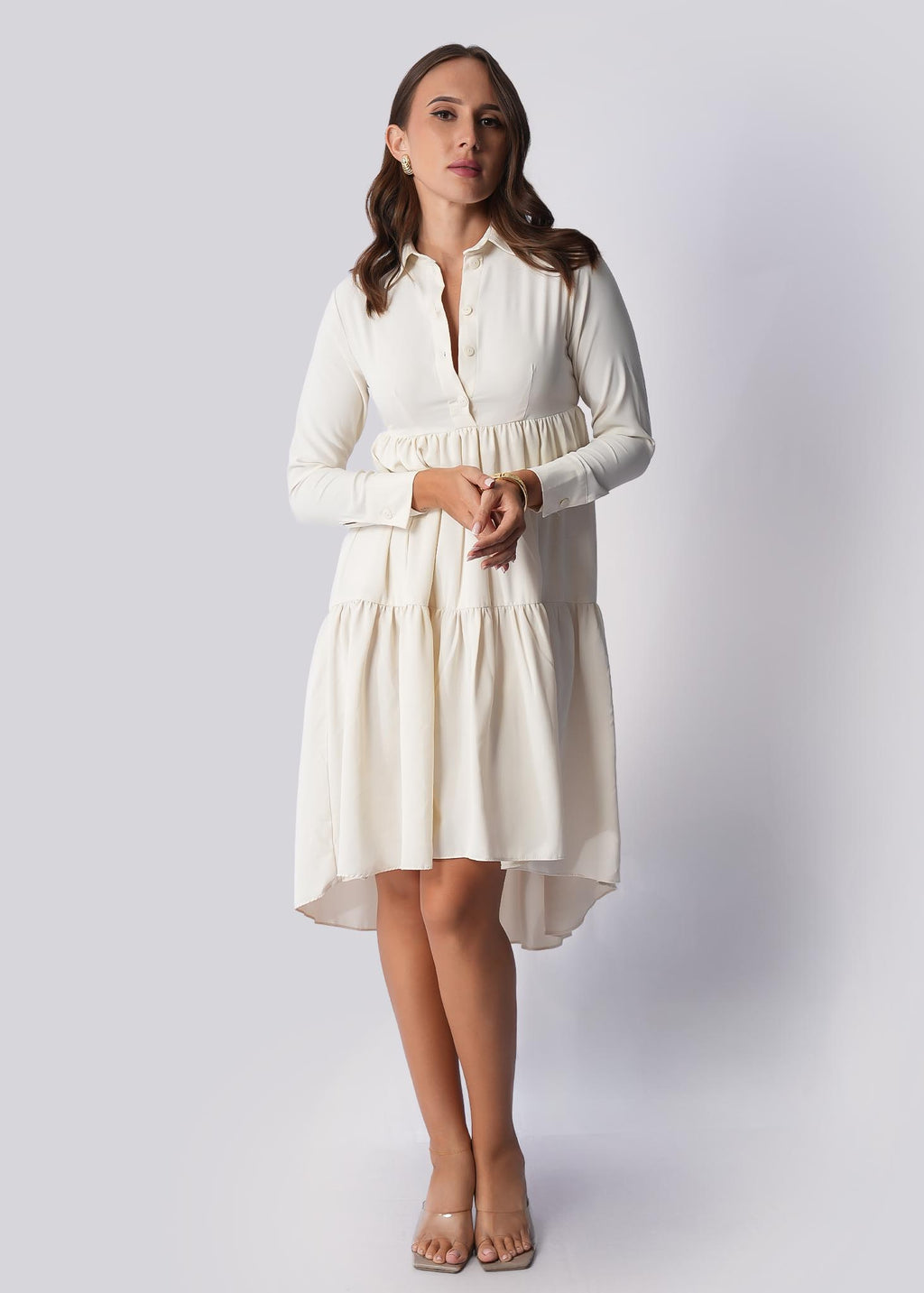 D115 | Back Tail Tiered Midi Dress