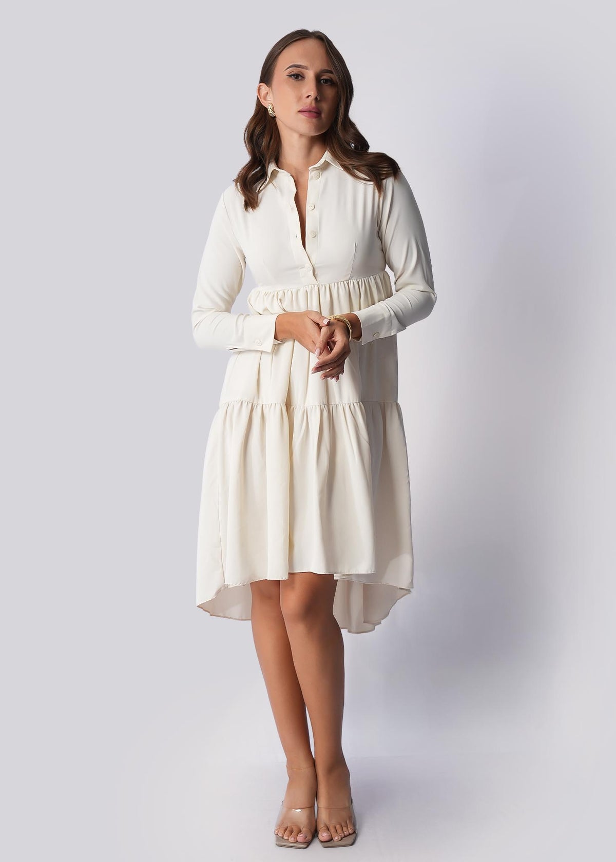 D115 | Back Tail Tiered Midi Dress