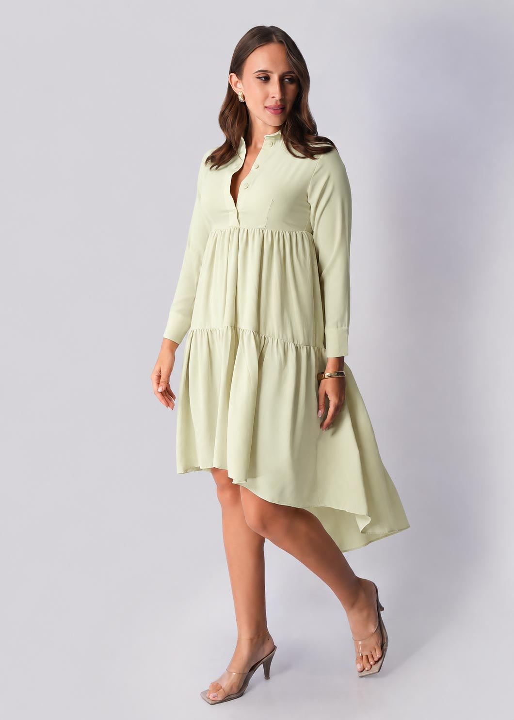 D115 | Back Tail Tiered Midi Dress
