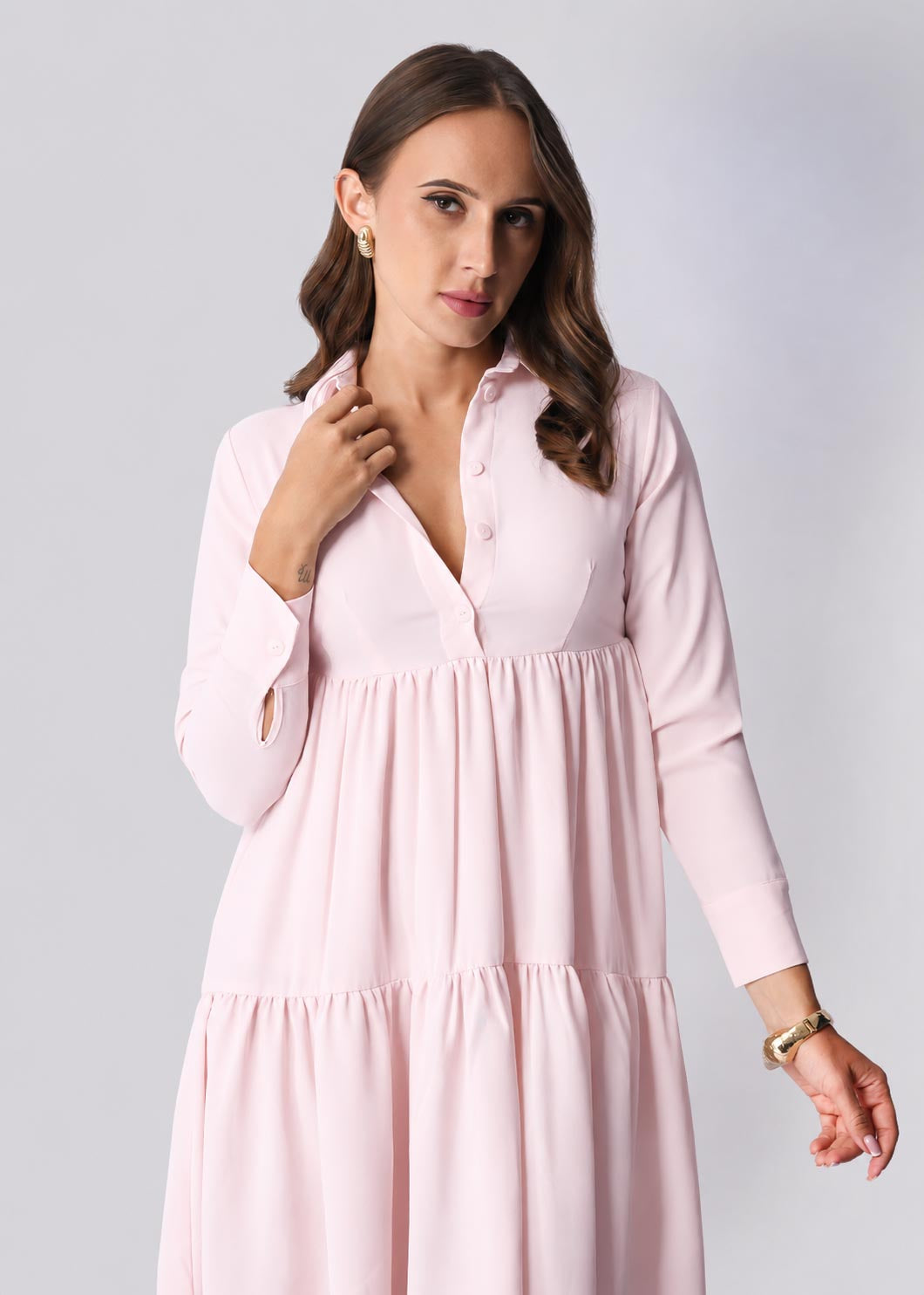 D115 | Back Tail Tiered Midi Dress