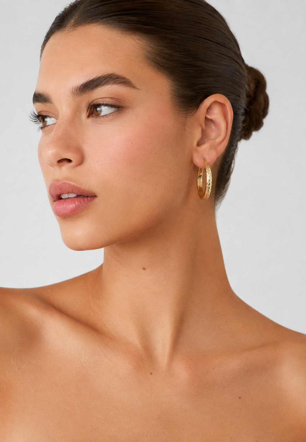 ER0030 | Wire Mesh Hoop Earrings | Gold