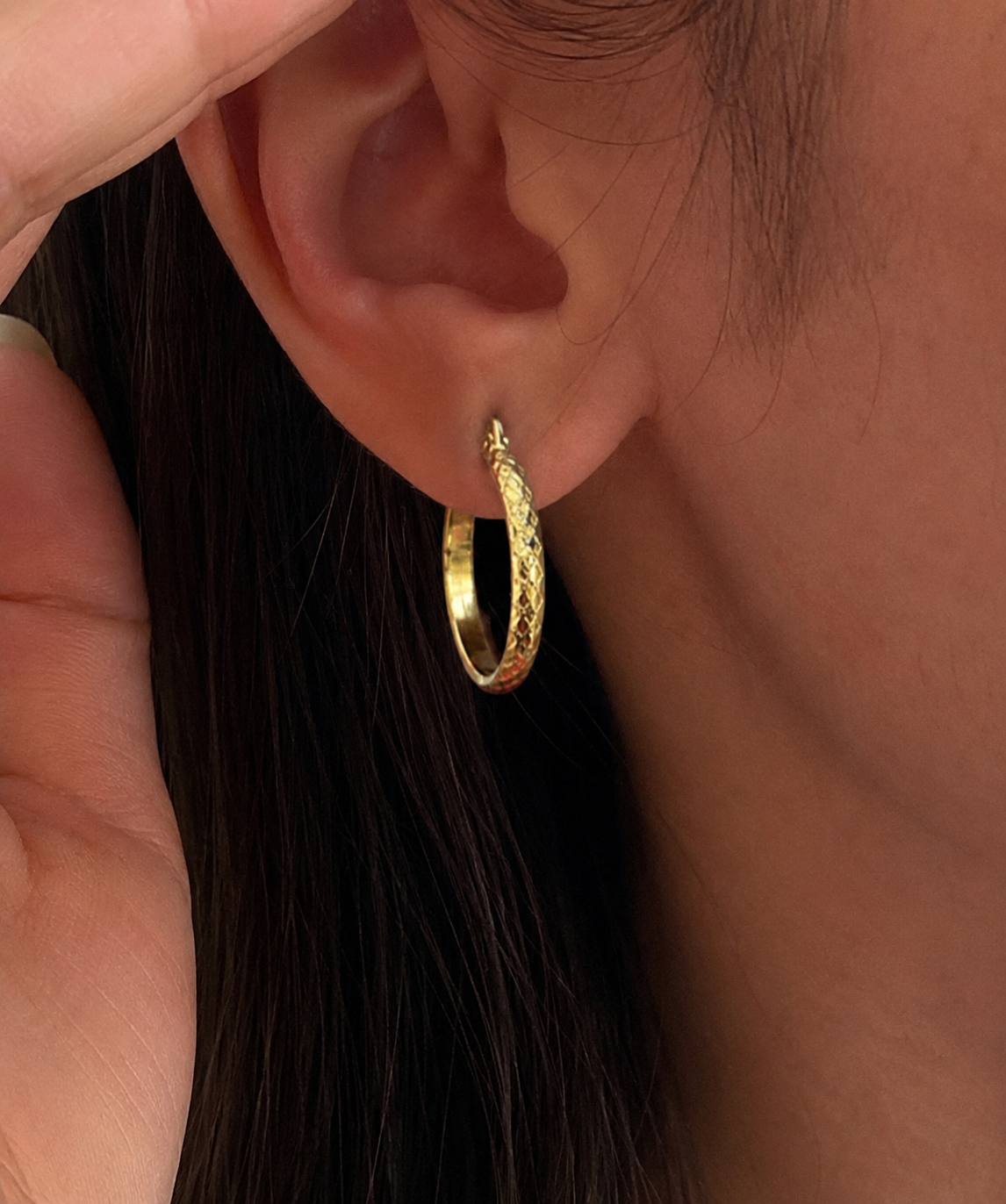 ER0030 | Wire Mesh Hoop Earrings | Gold